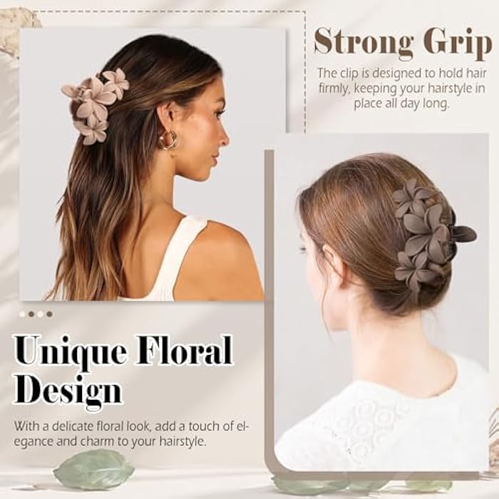 Auseibeely 6 Pcs Large Flower Claw Clips for Women – Hawaiian Plumeria Hair Accessories, Cute Claw Clips for Thick Hair, Decorative Summer Beach Hair Accessories, Ideal for Christmas Gifts - Image 4